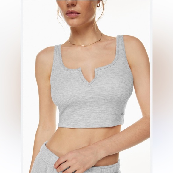 Aritizia TNA Waffle Crop Top Gray Size M - Picture 1 of 10